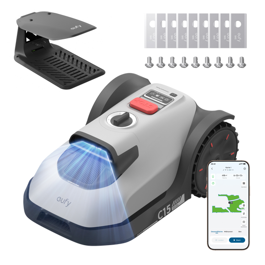 Anker eufy Mähroboter C15 Standard mit Garage und Anker eufy Ersatzklingenbox