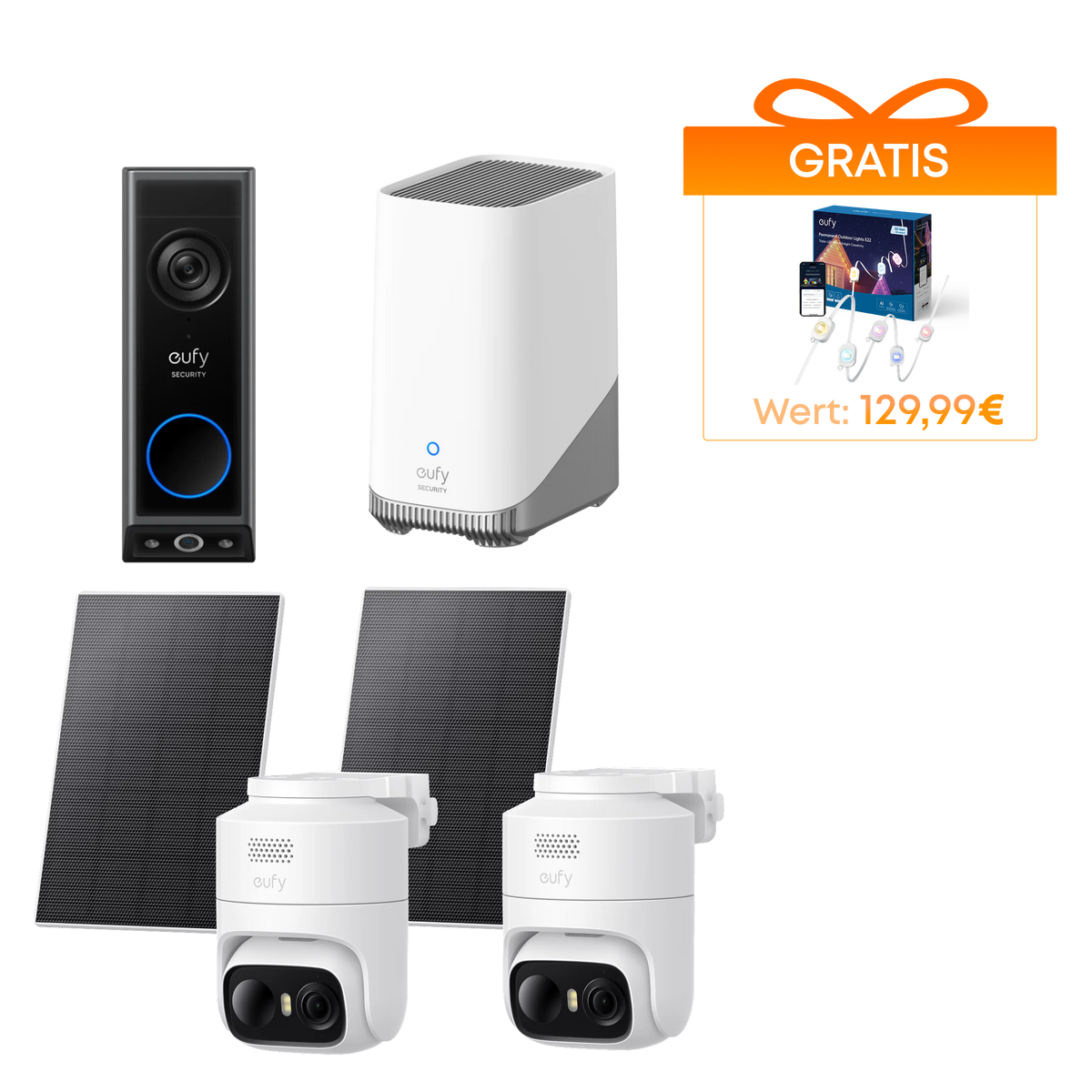 Anker eufy Security eufyCam C37 (2er-Pack), Türklingel mit Kamera E340 und HomeBase™ 3