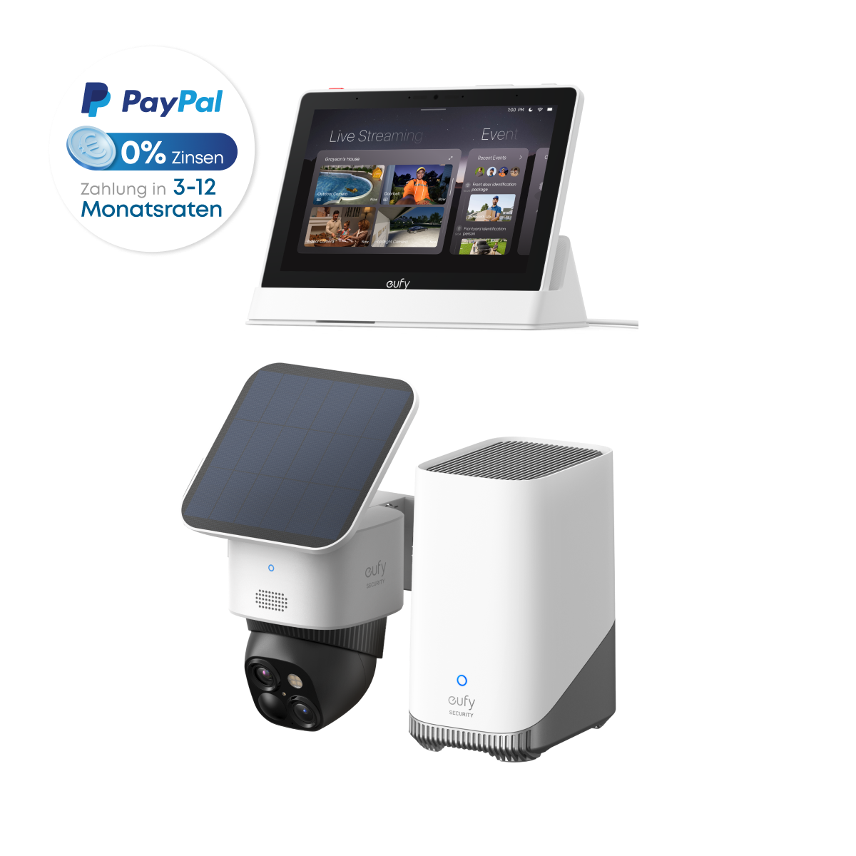 eufyCam Solo S340 Bundle mit HomeBase™ 3 & Smart Display E10