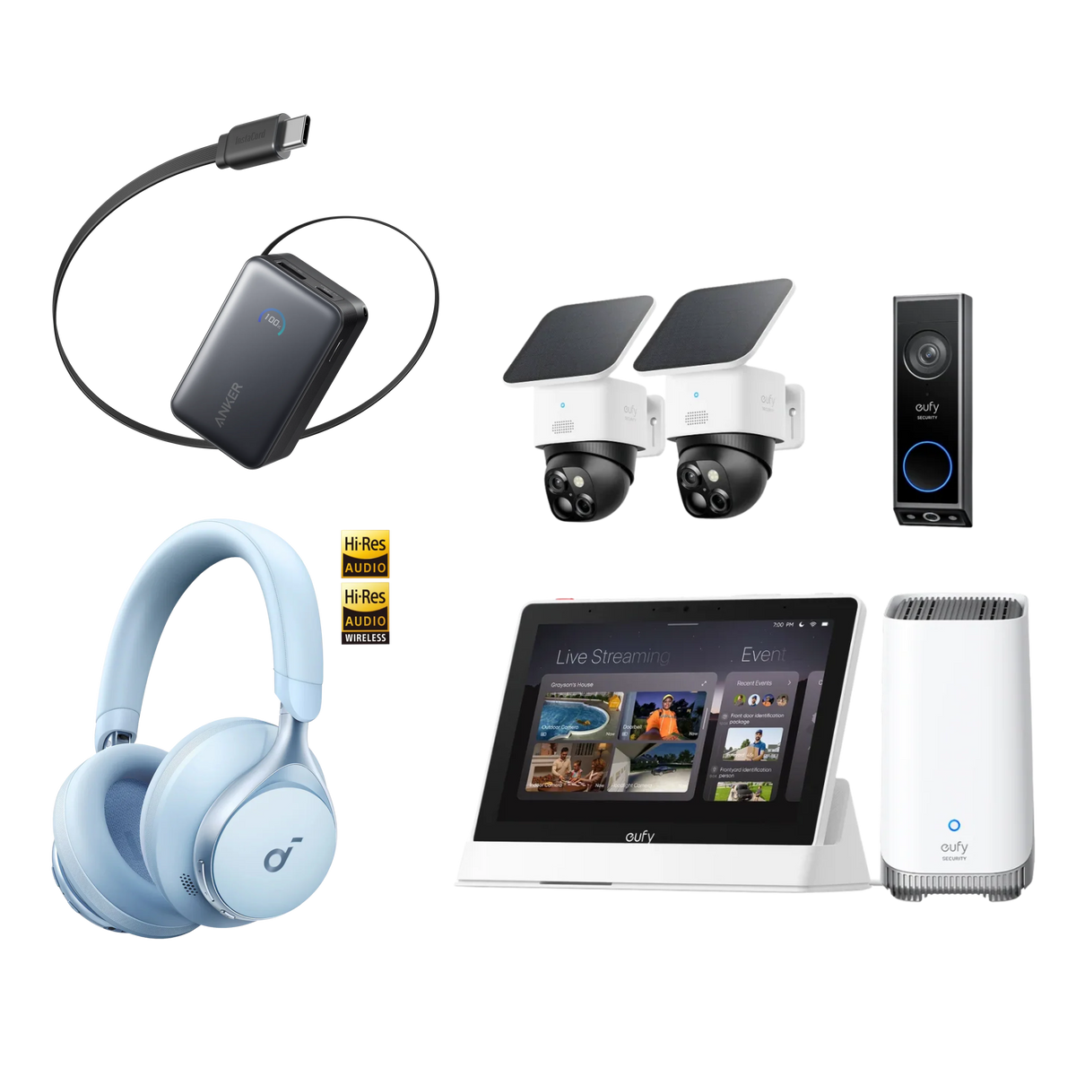 Anker eufy LocalSecure System (Premium-Lösung mit Türklingel), Nano Powerbank (10K, 45W) und Space One mit Geräuschunterdrückung