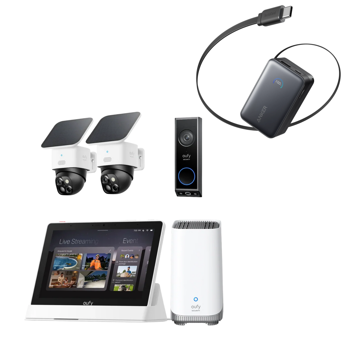 Anker eufy LocalSecure System (Premium-Lösung mit Türklingel) und Anker Nano Powerbank (10K, 45W, USB-C Kabel)