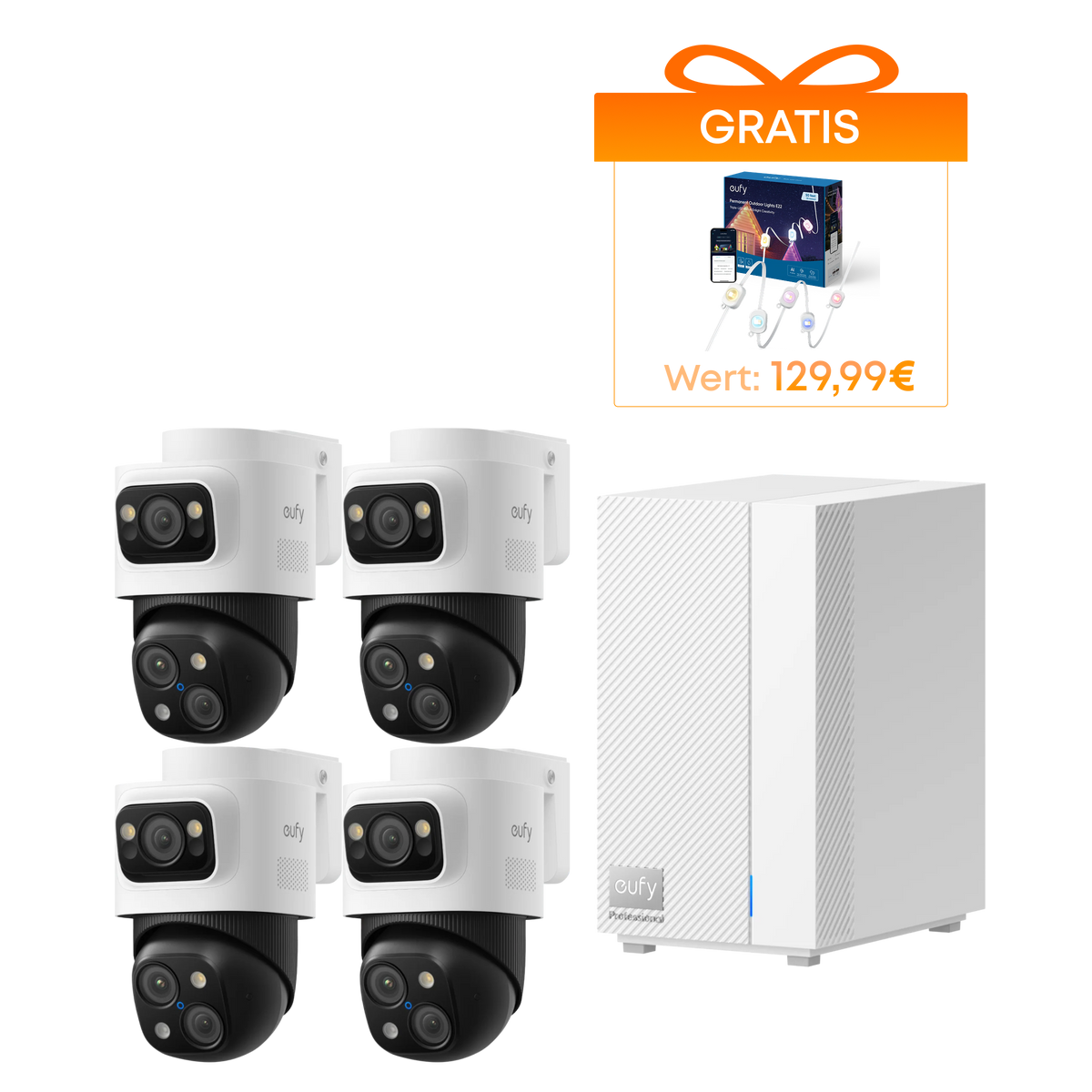 Anker eufy HomeBase™ Professional S1 und PoE Bullet-PTZ-Kamera S4 4er-Pack