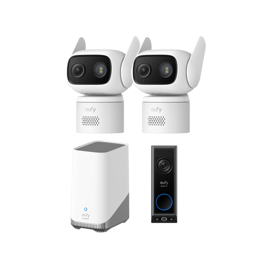 Anker eufy Überwachungskamera C31 (2er-Pack), Türklingel mit Kamera E340 und HomeBase™ 3