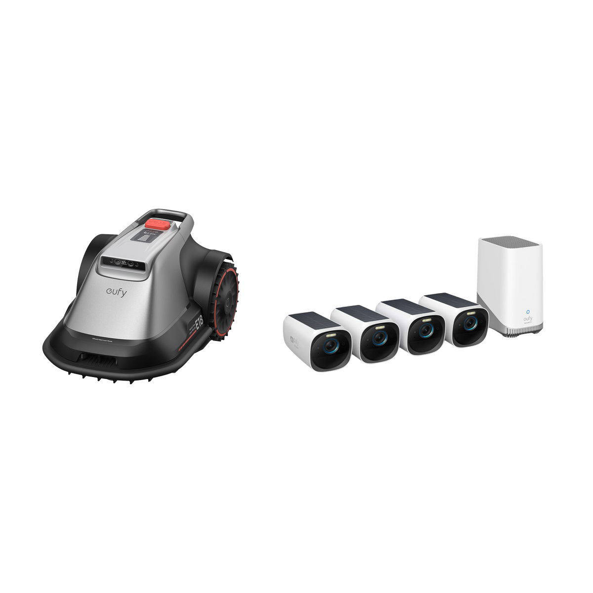 Anker eufy Mähroboter E18 und eufyCam S330 (eufyCam 3) 4-Kamera-Set