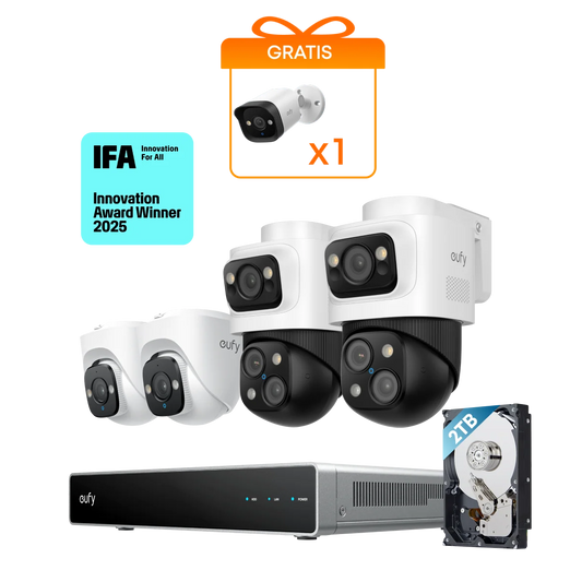 Anker eufy PoE NVR Security System S4 mit 2× Bullet-PTZ-Kameras und 2× Turret-Kameras