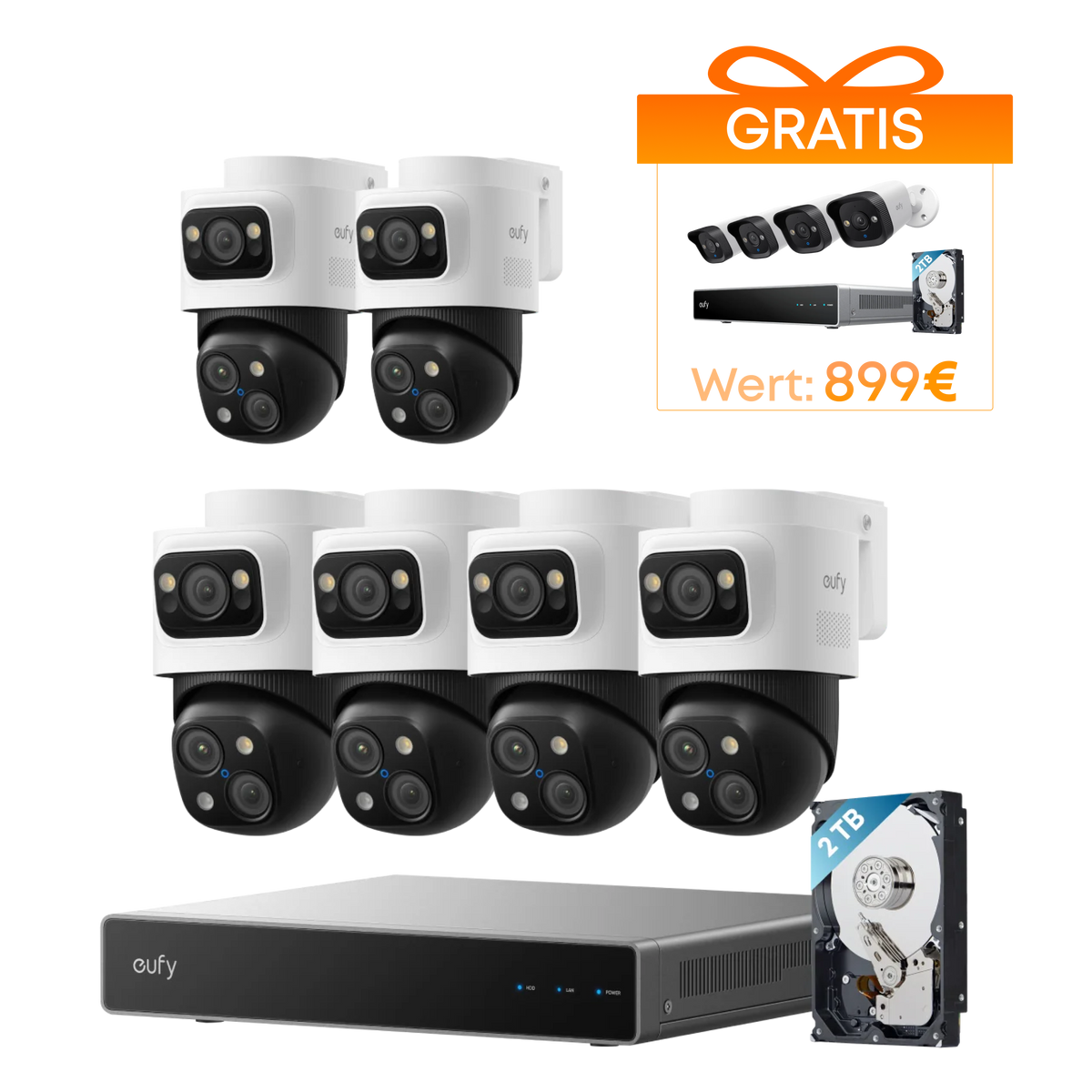 Anker eufy PoE Bullet-PTZ-Kamera S4 6-Cam kit