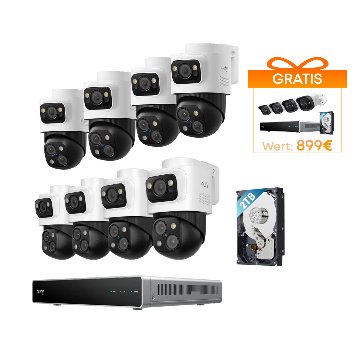 Anker eufy PoE Bullet-PTZ-Kamera S4 8-Cam kit