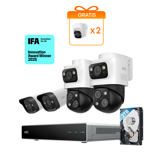 Anker eufy PoE NVR Security System S4 mit 2× Bullet-PTZ-Kameras und 2× Bullet-Kameras