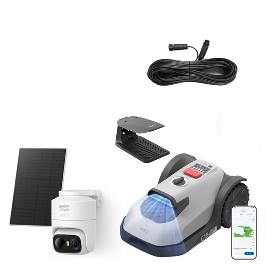 Anker eufy Mähroboter C15 Standard mit Garage und Verlängerungskabel und eufyCam C37