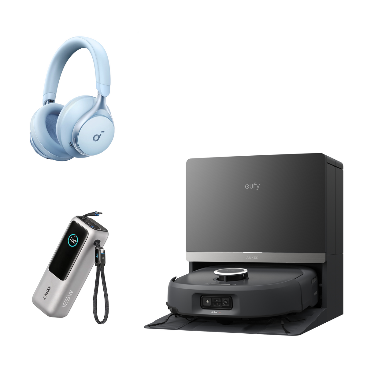ANKER eufy Saug- und Wischroboter HydroJet E35 und Anker Laptop Power Bank und Space One