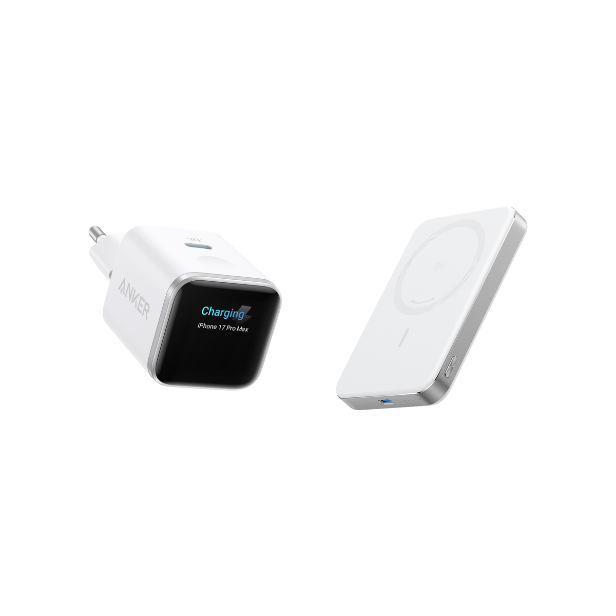 Anker Nano Ladegerät (45W, Smart Display)+Anker MagGo Powerbank (10000mAh, Slim)
