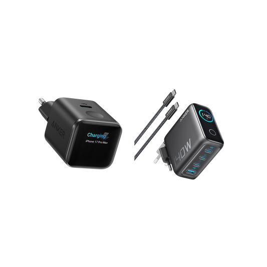 Anker Nano Ladegerät (45W, Smart Display)+Anker Ladegerät (140W, 4-Port, PD 3.1) mit USB-C Kabel