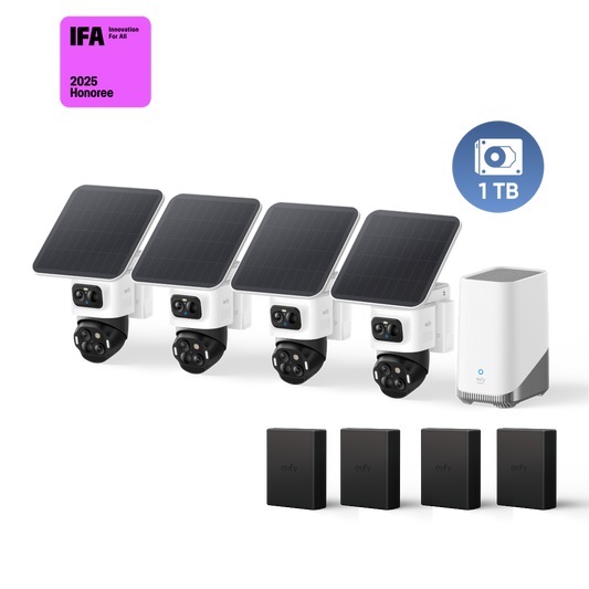 eufyCam S4 4‑Kamera‑Set, 1TB Festplatte mit Ersatzakku