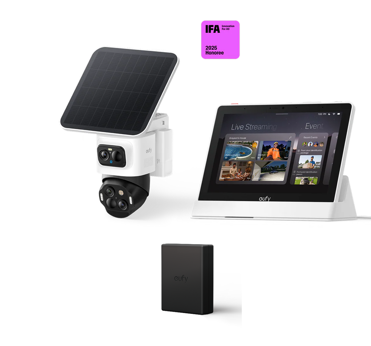 eufyCam S4, smart display E10 und Ersatzakku für eufyCam S4