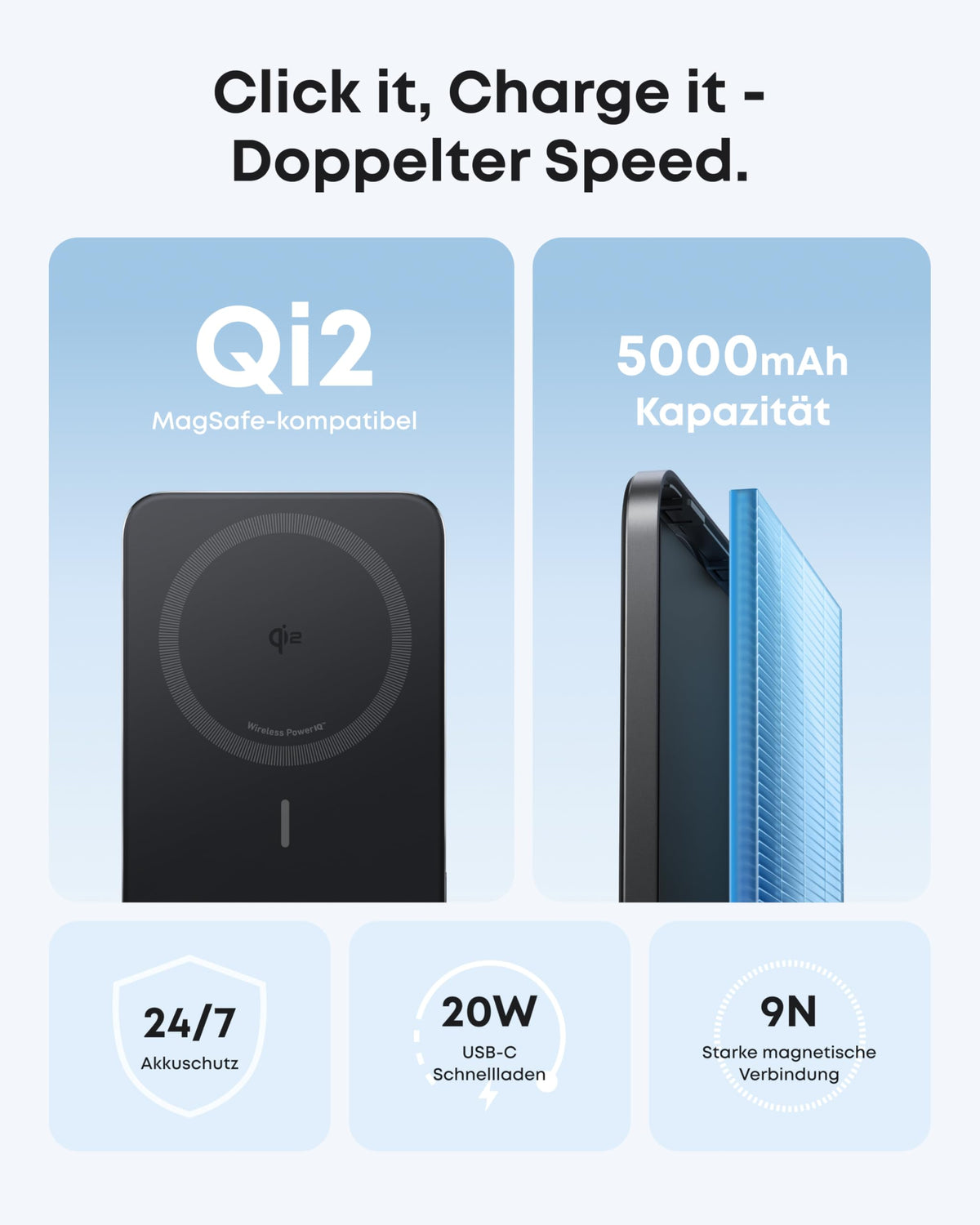 Anker MagGo Powerbank (10000mAh, Slim) + Anker Nano Powerbank (5K, Magnetisch, Slim)