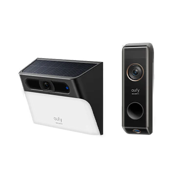 eufy Türklingel mit Kamera S330 Zusatzklingel (Add‑on Chime) und Solar‑Wandleuchte mit Kamera S120