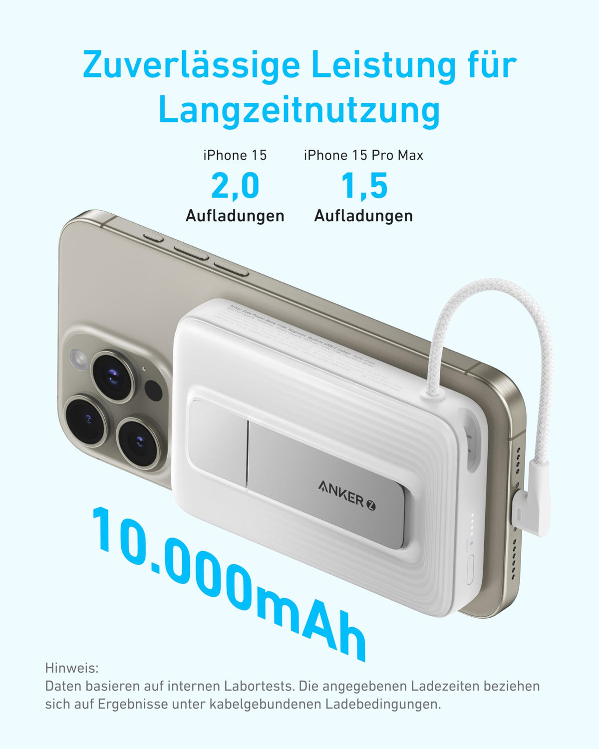 Anker Zolo Powerbank (10K, Magnetisch, Integriertes USB-C Kabel)