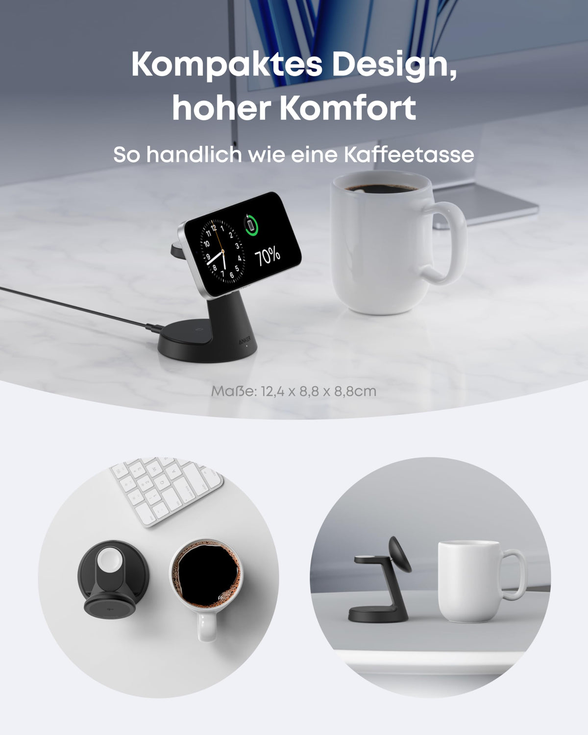 Anker Kabellose Ladestation  (3-in-1, Magnetischer Ständer)