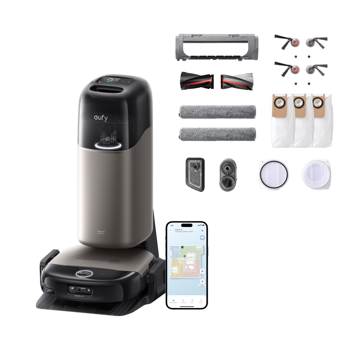 Anker eufy Saug- und Wischroboter HydroJet S2 und Anker eufy S2 Ersatz-Zubehör-Set