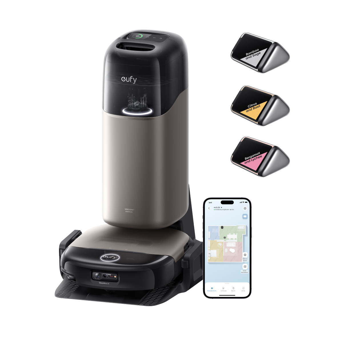 Anker eufy Saug- und Wischroboter HydroJet S2 und Duftnachfüller-Set (3 Stück)