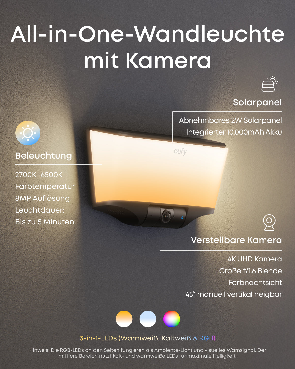 eufy Wandleuchte mit Kamera S4