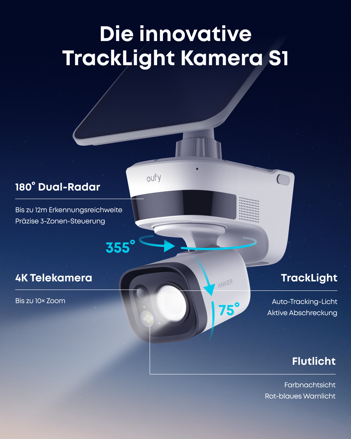 Anker eufy TrackLight Kamera S1 – Weiß