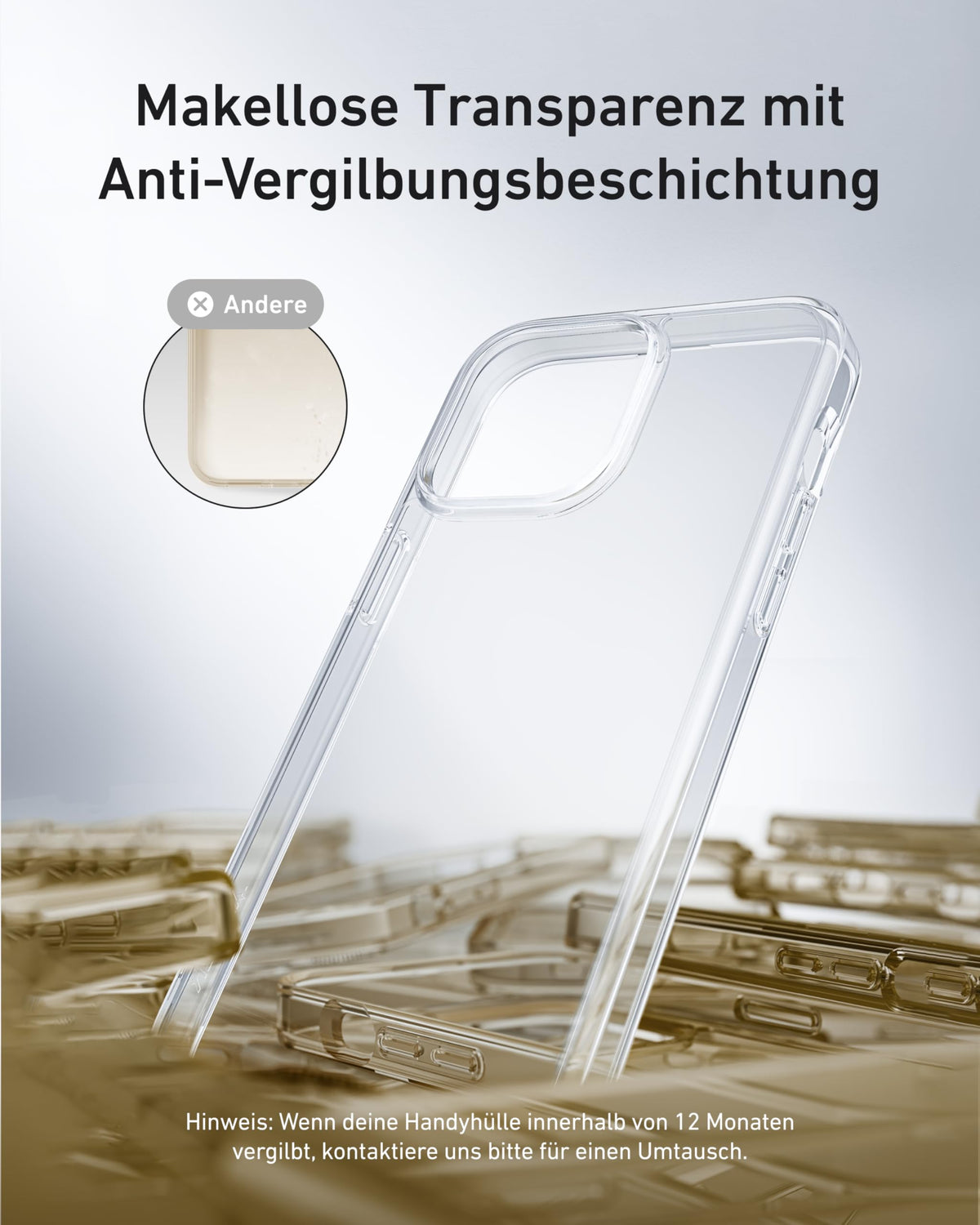 Anker iPhone 16 Hülle, Stoßfest nach Militärstandard, Transparent & Vergilbungsresistent