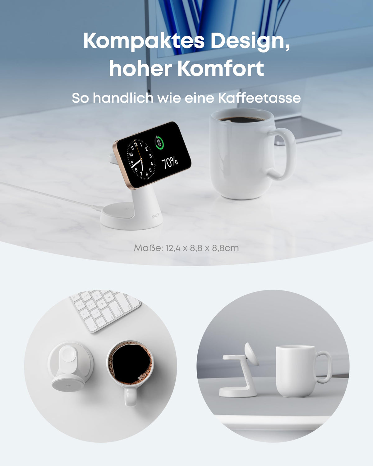 Anker Kabellose Ladestation  (3-in-1, Magnetischer Ständer)