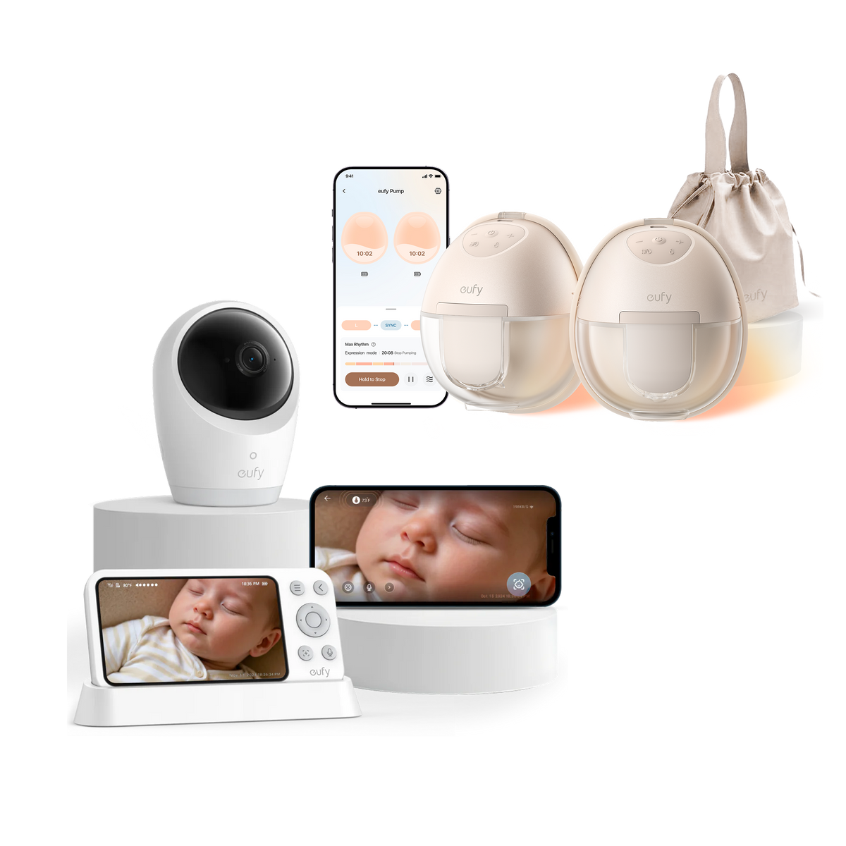 eufy Babyphone mit Kamera E21 mit Tragbare Milchpumpe S1
