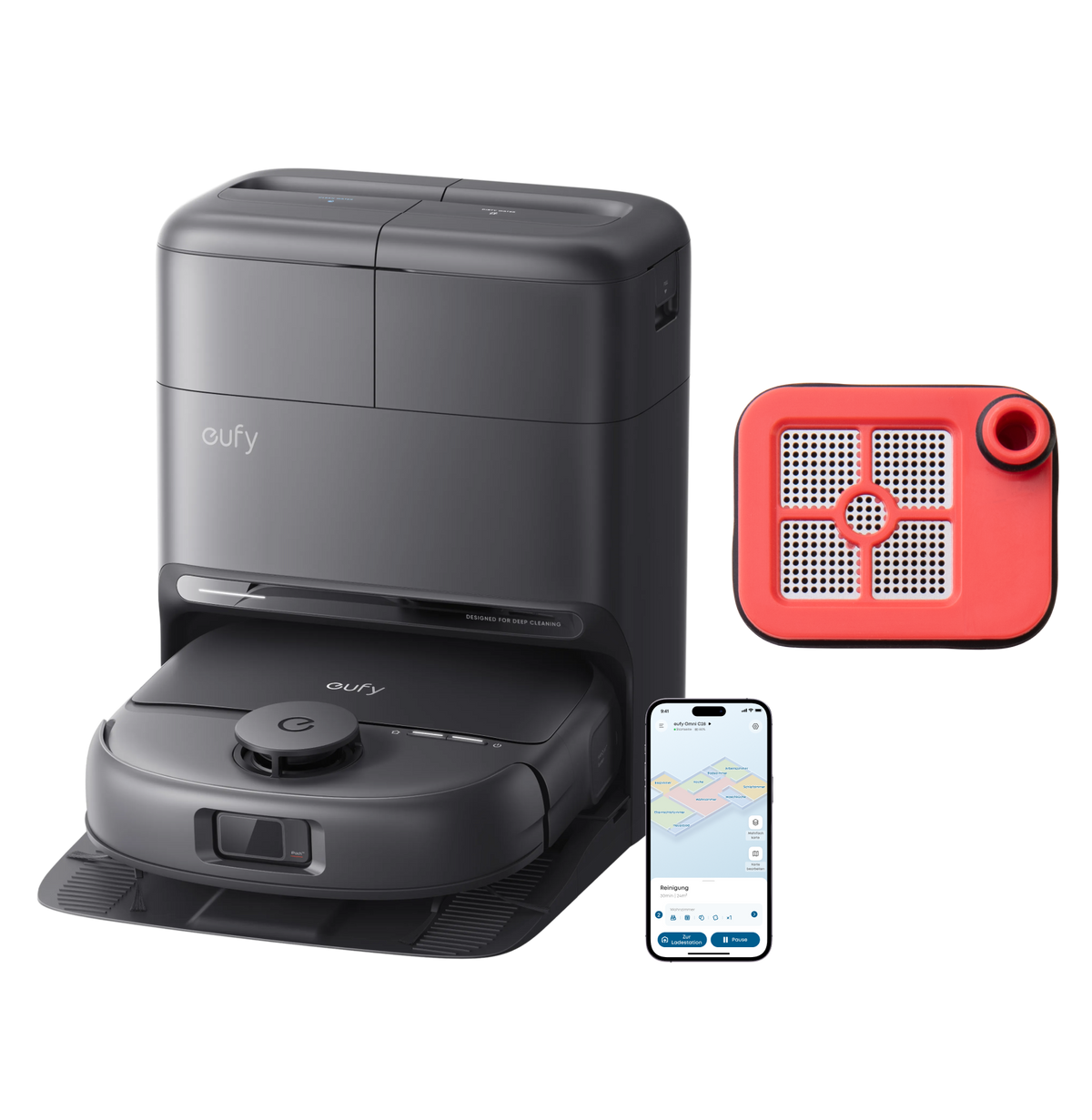 Anker eufy Saugroboter mit Wischfunktion C28 und Abwassertank-Filter (1 Stück) passend für C28