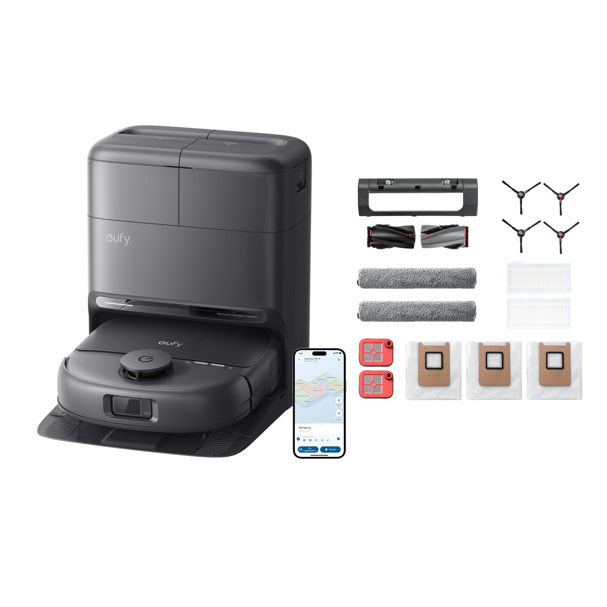Anker eufy Saugroboter mit Wischfunktion C28 und Ersatzteilset C28 Omni Saugroboter