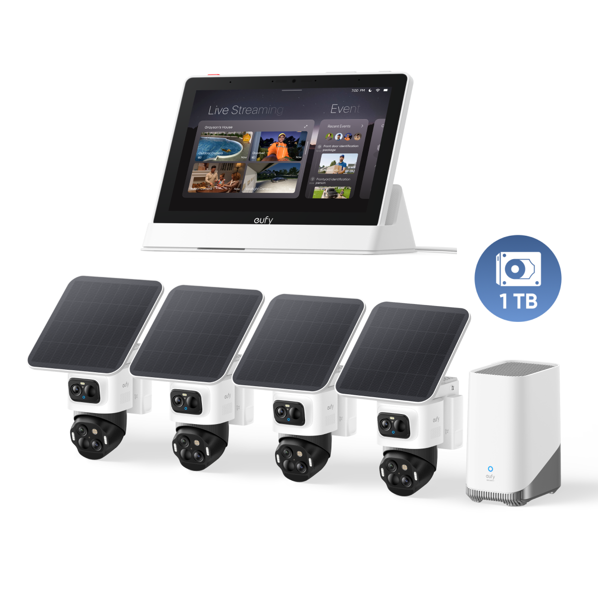 eufyCam S4 4‑Kamera‑Set, 1TB Festplatte mit Smart Display E10