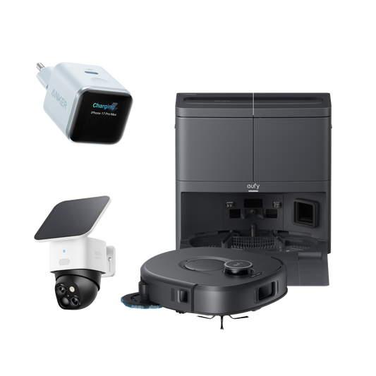 ANKER eufy Saug- und Wischroboter C30 Edge und Anker Nano Ladegerät und eufyCam Solo S340