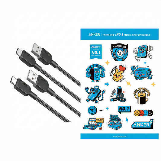 Anker USB C Kabel, 2 Stück 0,9m Ladekabel USB C Nylon Geflochten Schnellladekabel + Frühlings-Anker-Aufkleber (Frei)