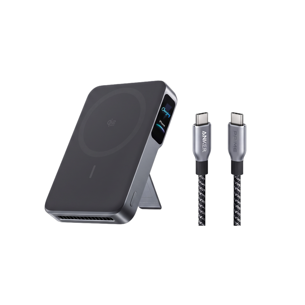 Anker MagGo Powerbank 2 Pro (Qi2.2, 25W, 10.000mAh)+Anker Prime USB-C auf USB-C Kabel (240W, Upcycled-Flechtdesign)