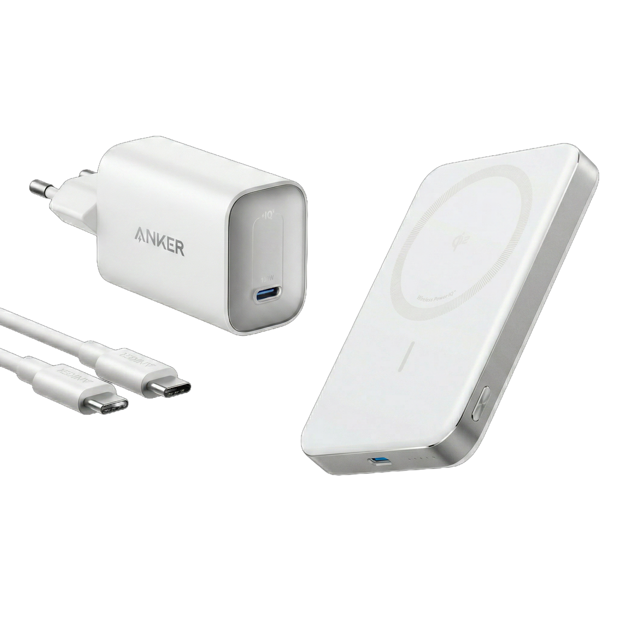 Anker Nano Ladegerät (100W) mit USB-C Kabel+Anker MagGo Powerbank (10.000mAh,Slim)