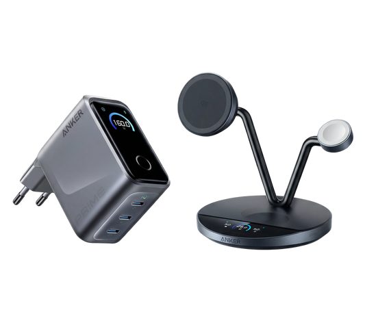 Anker Prime Kabellose Ladestation (3-in-1 Ständer) + Anker Prime Ladegerät (160W, 3 Ports, GaNPrime）