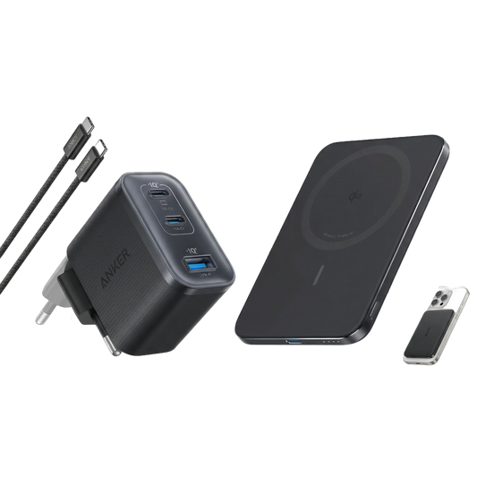 Anker Nano Ladegerät (70W, 3 Ports)+Anker Nano Powerbank (5K, Magnetisch, Slim)