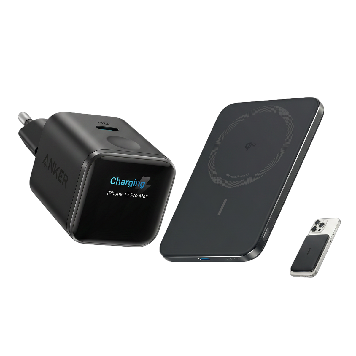 Anker Nano Ladegerät (45W, Smart Display)+Anker Nano Powerbank (5K, Magnetisch, Slim)