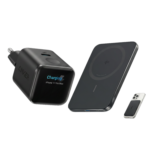 Anker Nano Ladegerät (45W, Smart Display)+Anker Nano Powerbank (5K, Magnetisch, Slim)