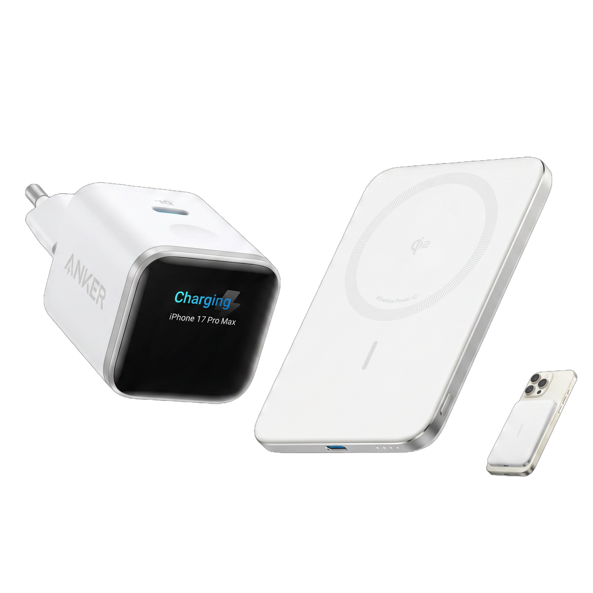 Anker Nano Ladegerät (45W, Smart Display)+Anker Nano Powerbank (5K, Magnetisch, Slim)