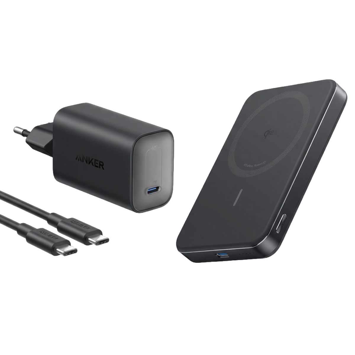 Anker Nano Ladegerät (100W) mit USB-C Kabel+Anker MagGo Powerbank (10.000mAh,Slim)
